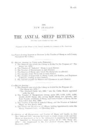 THE ANNUAL SHEEP RETURNS FOR THE YEAR ENDED 31st MAY, 1889. C.