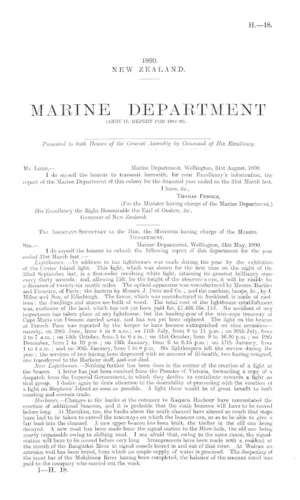 MARINE DEPARTMENT (ANNUAL REPORT FOR 1889-90).