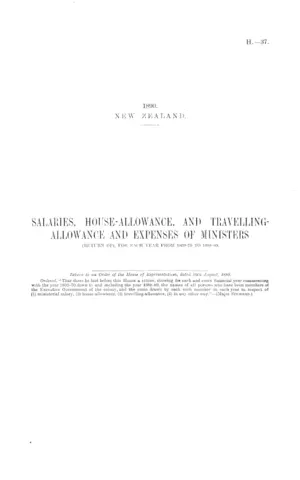 SALARIES, HOUSE-ALLOWANCE, AND TRAVELLINGALLOWANCE AND EXPENSES OF MINISTERS (RETURN OF), FOR EACH YEAR FROM 1869-70 TO 1888-89.