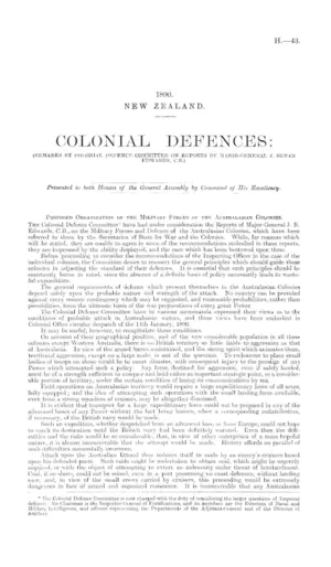 COLONIAL DEFENCES: (REMARKS BY COLONIAL DEFENCE COMMITTEE ON REPORTS BY MAJOR-GENERAL J. BEVAN EDWARDS, C.B.)