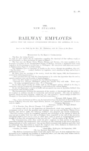 RAILWAY EMPLOYES (LETTER FROM THE RAILWAY COMMISSIONERS REGARDING THE DISMISSAL OF FOUR).