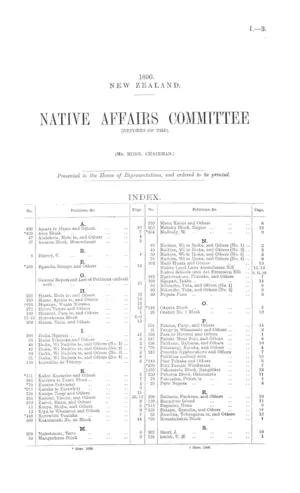 NATIVE AFFAIRS COMMITTEE (REPORTS OF THE). (Mr. MONK, CHAIRMAN.)
