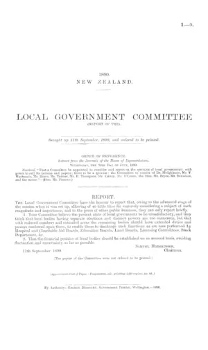 LOCAL GOVERNMENT COMMITTEE (REPORT OF THE).