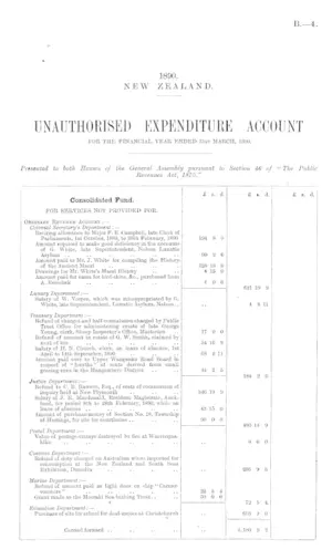 UNAUTHORISED EXPENDITURE ACCOUNT FOR THE FINANCIAL YEAR ENDED 31st MARCH, 1890.