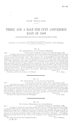 THREE AND A HALF PER CENT. CONVERSION LOAN OF 1889 (CORRESPONDENCE RELATIVE TO THE NEGOTIATION OF THE).