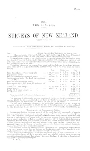 SURVEYS OF NEW ZEALAND. REPORT FOR 1889-90.