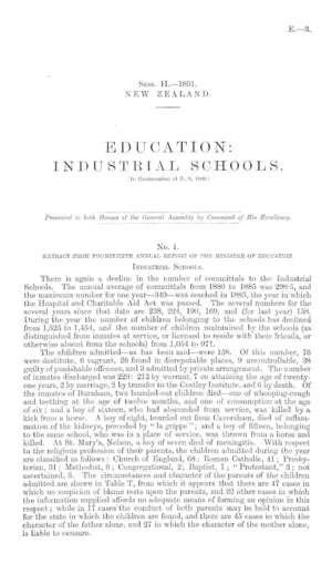 EDUCATION: INDUSTRIAL SCHOOLS. [In Continuation of E.-3, 1890.]