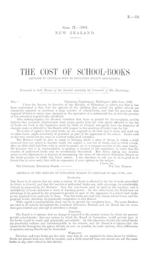 THE COST OF SCHOOL-BOOKS (REPLIES TO CIRCULAR SENT TO EDUCATION BOARDS RESPECTING).
