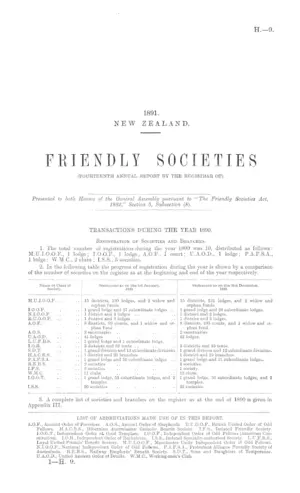 FRIENDLY SOCIETIES (FOURTEENTH ANNUAL REPORT BY THE REGISTRAR OF).