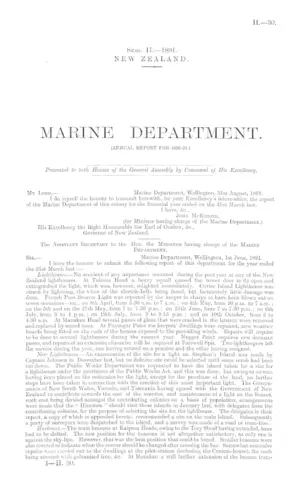 MARINE DEPARTMENT. (ANNUAL REPORT FOR 1890-91.)