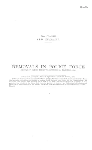 REMOVALS IN POLICE FORCE (RETURN OF) DURING THREE YEARS ENDING 31st DECEMBER, 1890.