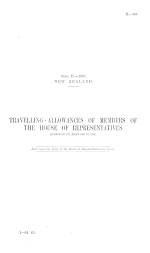 TRAVELLING-ALLOWANCES OF MEMBERS OF THE HOUSE OF REPRESENTATIVES (SCHEDULE OF, FROM 1886 TO 1891).