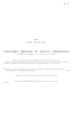 SURFACEMEN EMPLOYED BY RAILWAY COMMISSIONERS (NUMBER OF RECEIVING 6s. 6d. PER DAY AND UNDER).