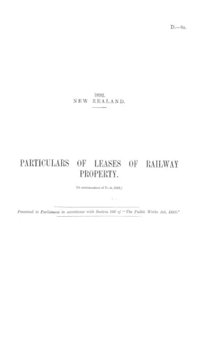 PARTICULARS OF LEASES OF RAILWAY PROPERTY. [In continuation of D.-9, 1892.]