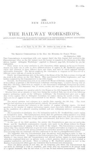 THE RAILWAY WORKSHOPS. (EXPLANATION RELATIVE TO ALLEGED DISCREPANCY IN INFORMATION SUPPLIED RESPECTING LOCOMOTIVES ON THE NEW ZEALAND RAILWAYS.)