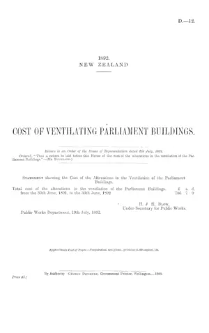 COST OF VENTILATING PARLIAMENT BUILDINGS.