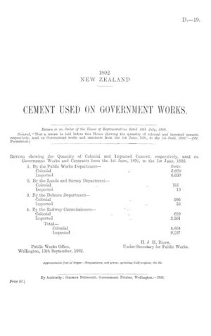 CEMENT USED ON GOVERNMENT WORKS.