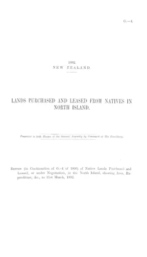 LANDS PURCHASED AND LEASED FROM NATIVES IN NORTH ISLAND.