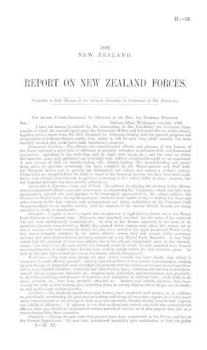 REPORT ON NEW ZEALAND FORCES.