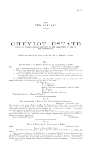 CHEVIOT ESTATE (COPIES OF CORRESPONDENCE RELATING TO THE ACQUISITION OF THE, BY THE GOVERNMENT).