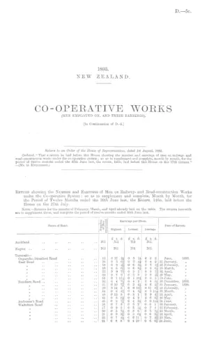CO-OPERATIVE WORKS (MEN EMPLOYED ON, AND THEIR EARNINGS). [In Continuation of D.-5.]