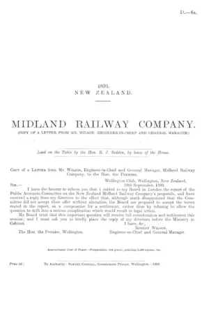 MIDLAND RAILWAY COMPANY. (COPY OF A LETTER FROM MR. WILSON, ENGINEER-IN-CHIEF AND GENERAL MANAGER.)