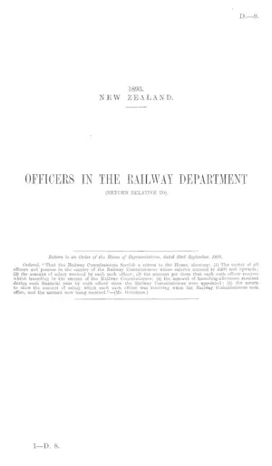 OFFICERS IN THE RAILWAY DEPARTMENT (RETURN RELATIVE TO).