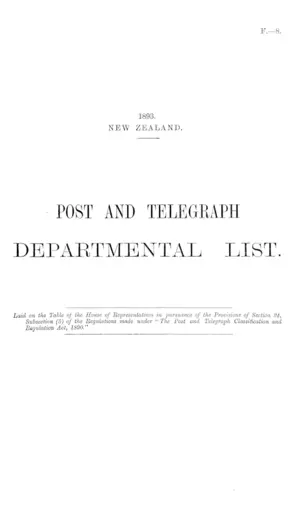POST AND TELEGRAPH DEPARTMENTAL LIST.
