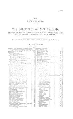 THE GOLDFIELDS OF NEW ZEALAND: REPORT ON ROADS, WATER-RACES, MINING MACHINERY, AND OTHER WORKS IN CONNECTION WITH MINING.