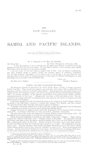 SAMOA AND PACIFIC ISLANDS.