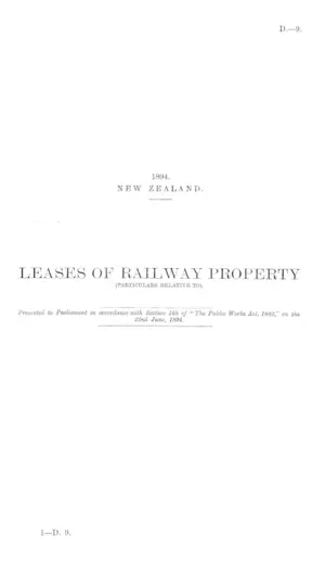 LEASES OF RAILWAY PROPERTY (PARTICULARS RELATIVE TO).
