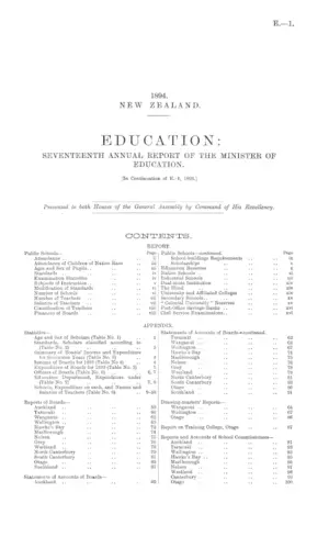 EDUCATION: SEVENTEENTH ANNUAL REPORT OF THE MINISTER OF EDUCATION. [In Continuation of E.-1, 1893.]
