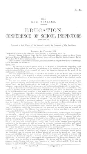 EDUCATION: CONFERENCE OF SCHOOL INSPECTORS (MINUTES OF).