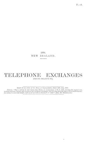 TELEPHONE EXCHANGES (RETURN RELATIVE TO).