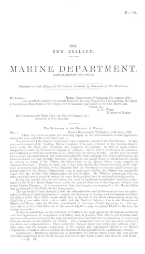 MARINE DEPARTMENT. (ANNUAL REPORT FOR 1893-94.)
