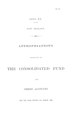 APPROPRIATIONS CHARGEABLE ON THE CONSOLIDATED FUND AND OTHER ACCOUNTS FOR THE YEAR ENDING 31st MARCH, 1895.