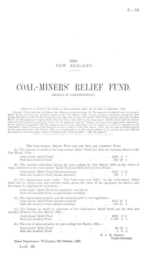 COAL-MINERS' RELIEF FUND. (DETAILS OF ADMINISTRATION.)
