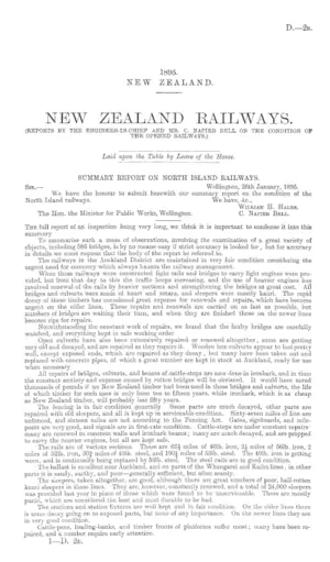 NEW ZEALAND RAILWAYS. (REPORTS BY THE ENGINEER-IN-CHIEF AND MR. C. NAPIER BELL ON THE CONDITION OF THE OPENED RAILWAYS.)