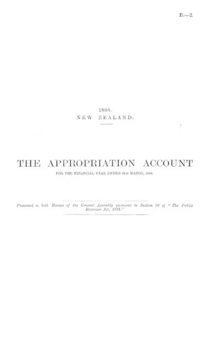 THE APPROPRIATION ACCOUNT FOR THE FINANCIAL YEAR ENDED 31st MARCH, 1895.
