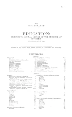 EDUCATION: EIGHTEENTH ANNUAL REPORT OF THE MINISTER OF EDUCATION [In continuation of E.-1, 1894.]