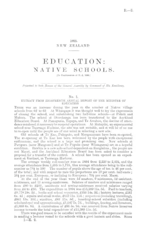 EDUCATION: NATIVE SCHOOLS. [In Continuation of E.-2, 1894.]