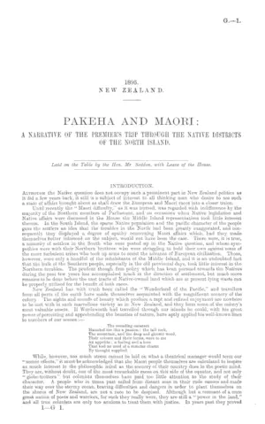 PAKEHA AND MAORI: A NARRATIVE OF THE PREMIER'S TRIP THROUGH THE NATIVE DISTRICTS OF THE NORTH ISLAND.