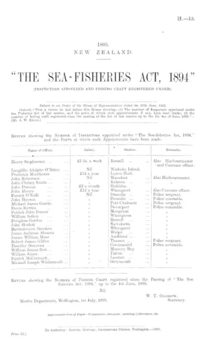 "THE SEA-FISHERIES ACT, 1894" (INSPECTORS APPOINTED AND FISHING CRAFT REGISTERED UNDER).