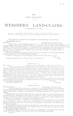WEBSTER'S LAND-CLAIMS. [In continuation of A.-4, 1894.]