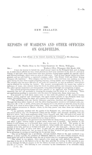 REPORTS OF WARDENS AND OTHER OFFICERS ON GOLDFIELDS.
