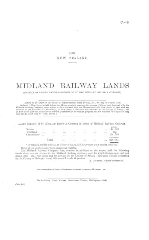 MIDLAND RAILWAY LANDS (DETAILS OF CROWN LANDS DISPOSED OF BY THE MIDLAND RAILWAY COMPANY).