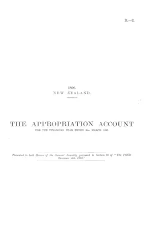 THE APPROPRIATION ACCOUNT FOR THE FINANCIAL YEAR ENDED 31st MARCH, 1896.