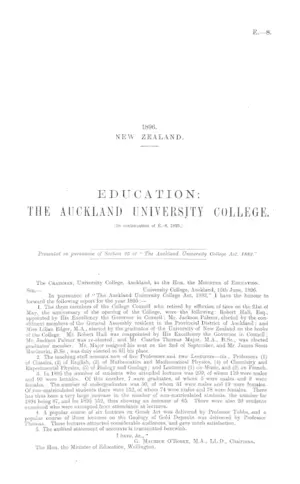 EDUCATION: THE AUCKLAND UNIVERSITY COLLEGE. [In continuation of E.-8, 1895.]