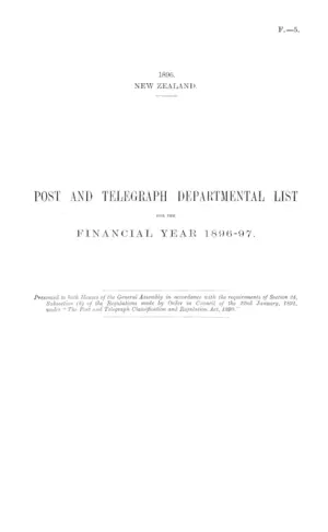POST AND TELEGRAPH DEPARTMENTAL LIST FOR THE FINANCIAL YEAR 1896-97.