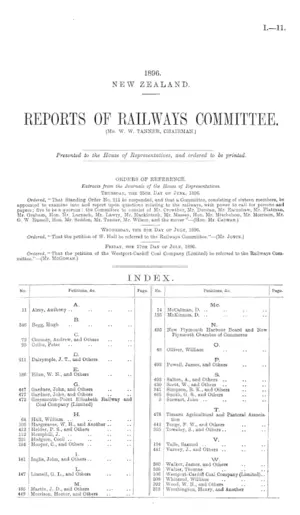 REPORTS OF RAILWAYS COMMITTEE. (Mr. W.W. TANNER, CHAIRMAN.)